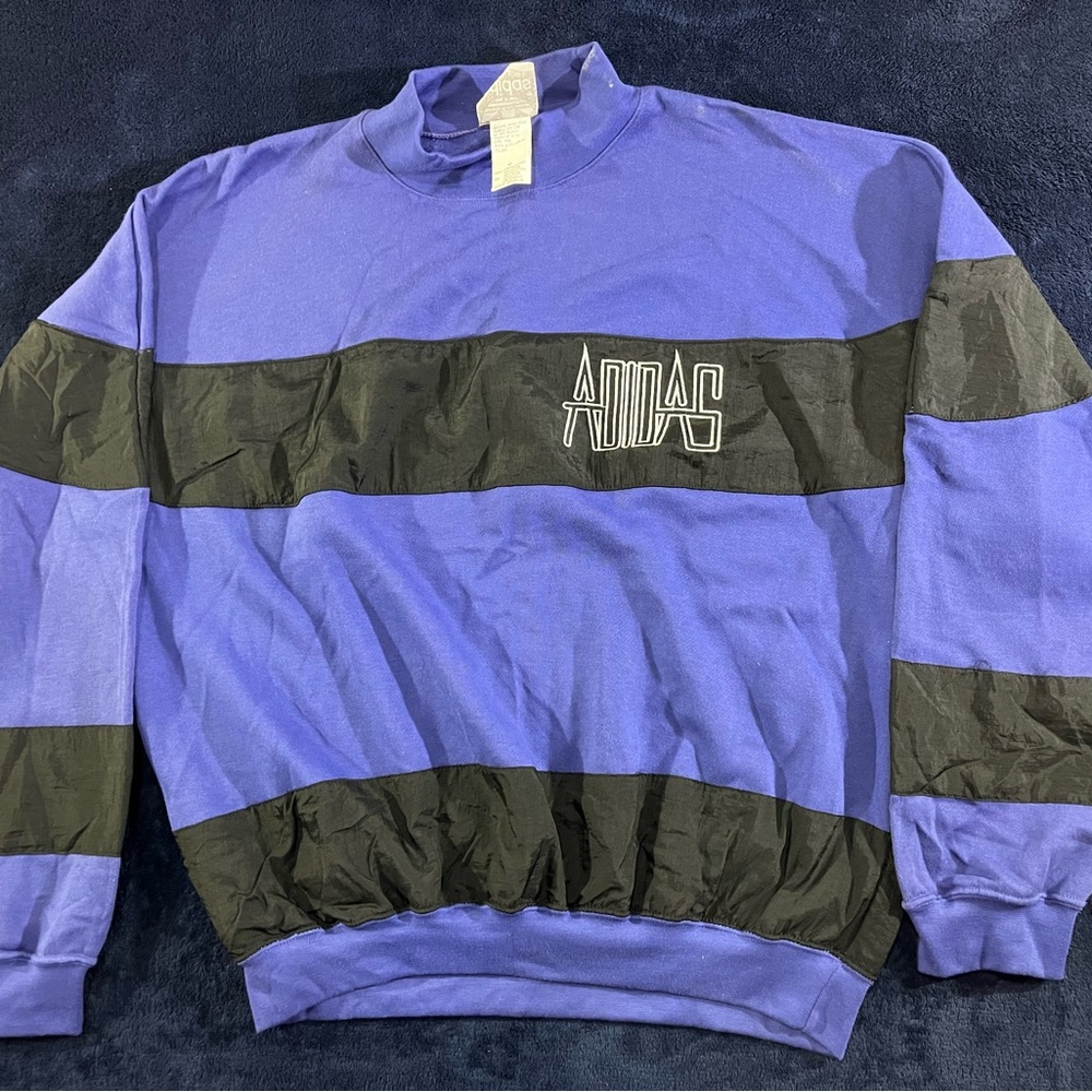 Vintage Adidas Trefoil Spell Out Color Block Sweatshirt Crewneck Medium 80s